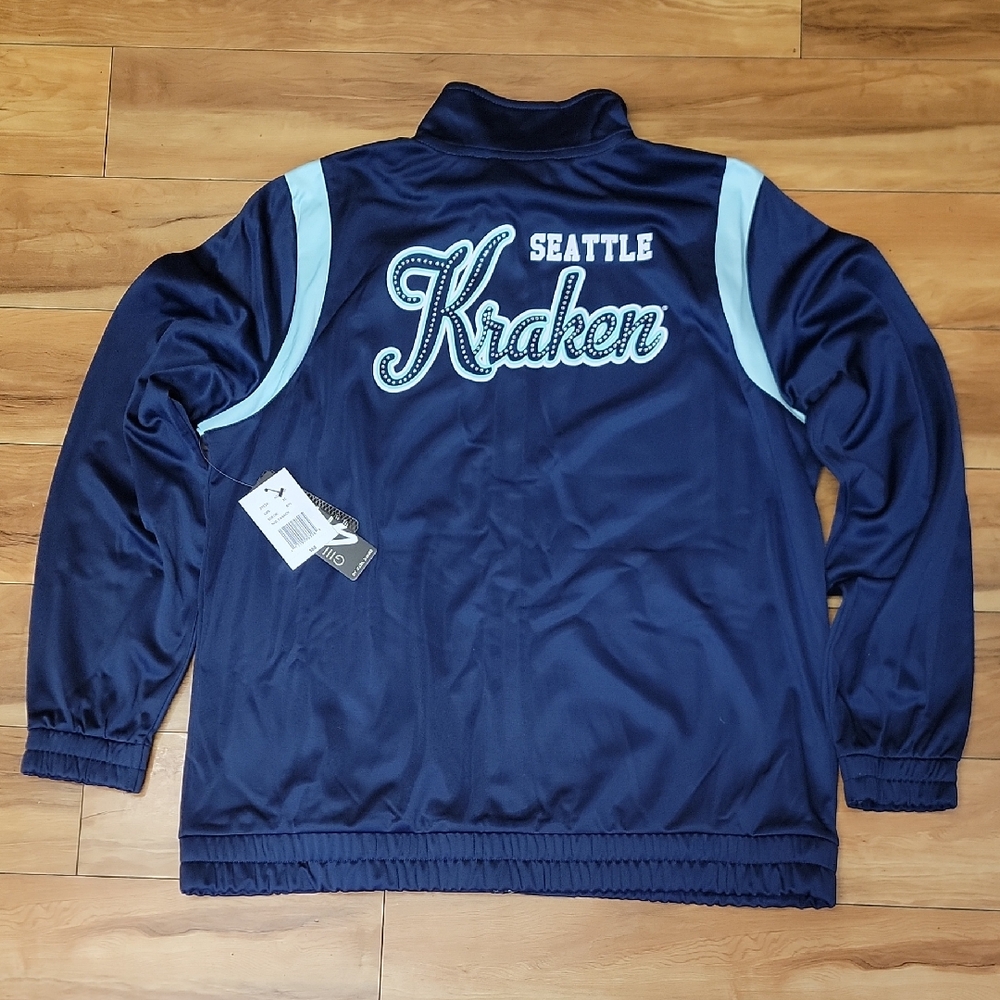 NEW Seattle Kraken NHL Women's Track Jacket by G III In Blue & Teal Size XL